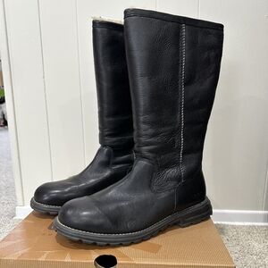 UGG Black Leather Knee-High Boots